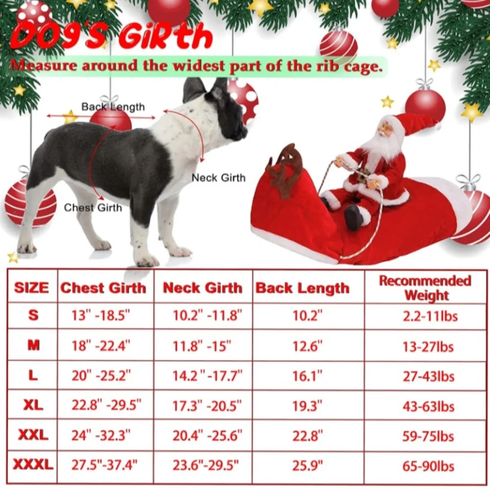 Christmas Dog Costume XL Riding Santa Reindeer Antlers Funny Pet Outfit NWT